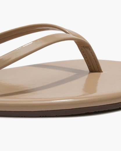 Lily Glosses Leather Flip Flops in Sunkissed | TKEES Deals