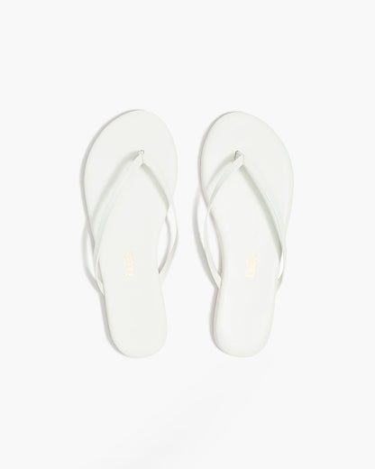 Lily Pigments Leather Flip Flops in White | TKEES Featured
