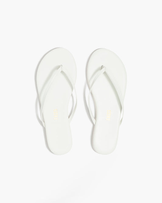 Lily Pigments Leather Flip Flops in White | TKEES Featured