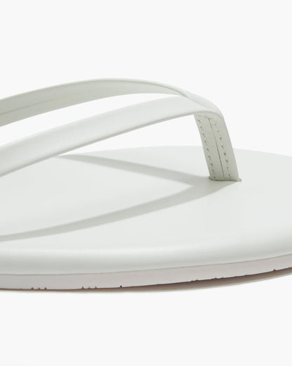 Lily Pigments Leather Flip Flops in White | TKEES Featured
