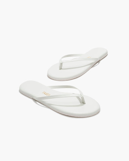 Lily Pigments Leather Flip Flops in White | TKEES Featured