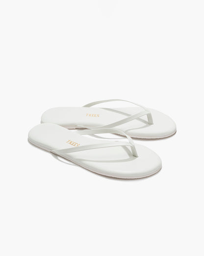 Lily Pigments Leather Flip Flops in White | TKEES Featured
