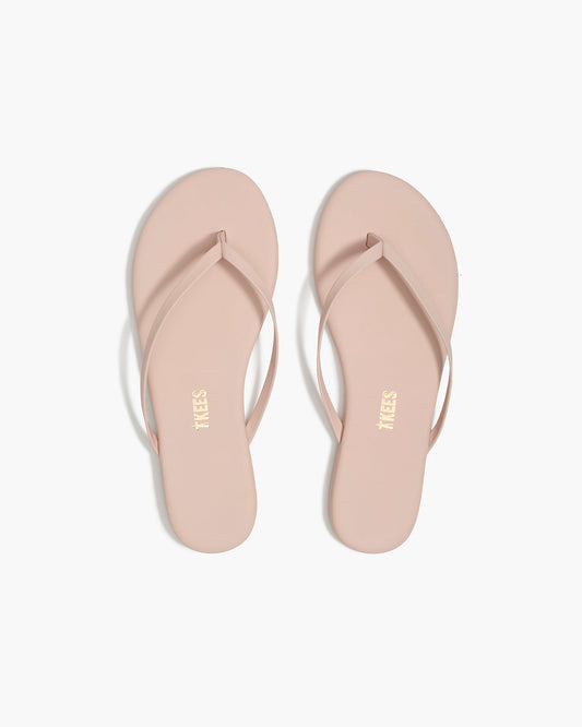 Lily Pigments Leather Flip Flops in Soft Pink | TKEES Top Pick