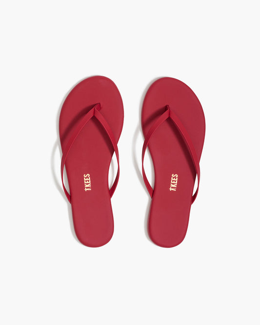 Lily Pigments Leather Flip Flops in Red | TKEES Top Pick