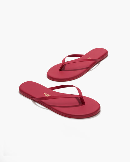 Lily Pigments Leather Flip Flops in Red | TKEES Top Pick