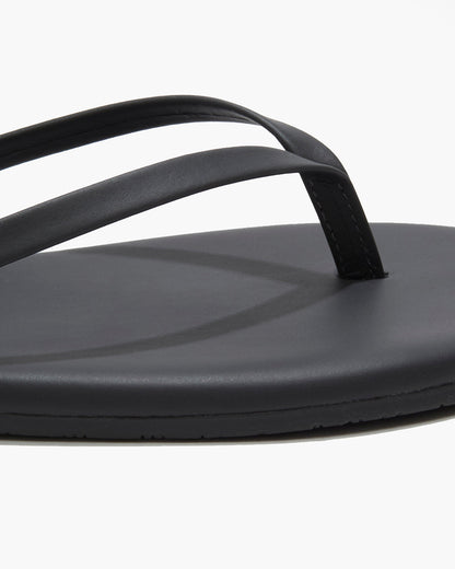 Lily Pigments Leather Flip Flops in Washed Black | TKEES Trusted