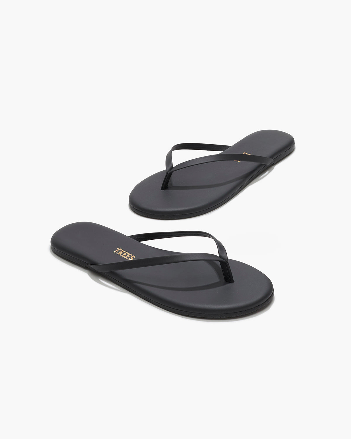 Lily Pigments Leather Flip Flops in Washed Black | TKEES Trusted