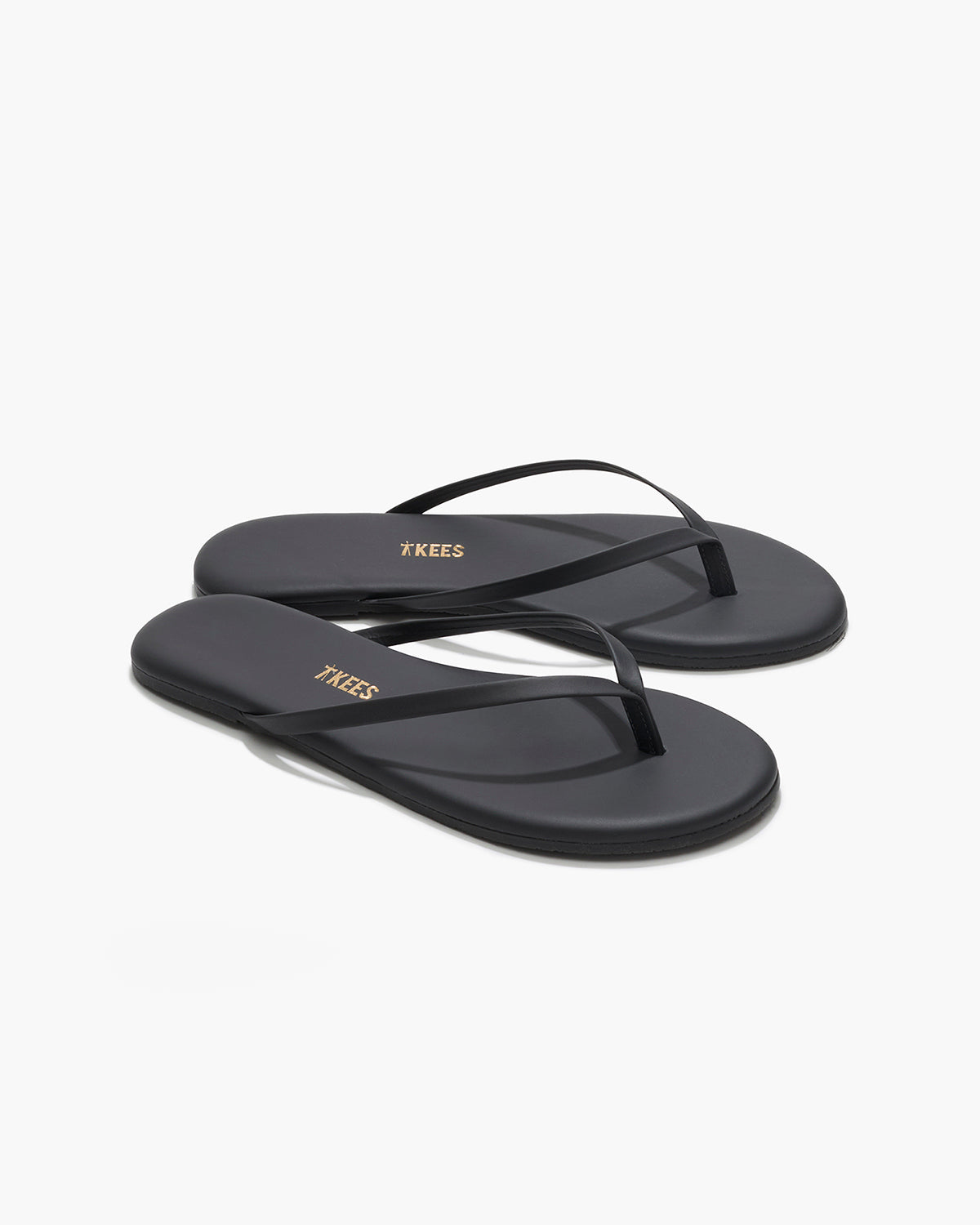 Lily Pigments Leather Flip Flops in Washed Black | TKEES Trusted