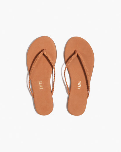 Lily Braid Leather Flip Flops in Pout | TKEES Featured