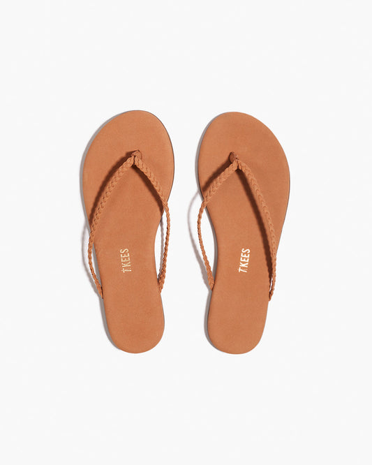 Lily Braid Leather Flip Flops in Pout | TKEES Featured