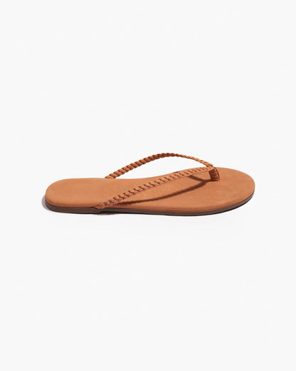 Lily Braid Leather Flip Flops in Pout | TKEES Featured