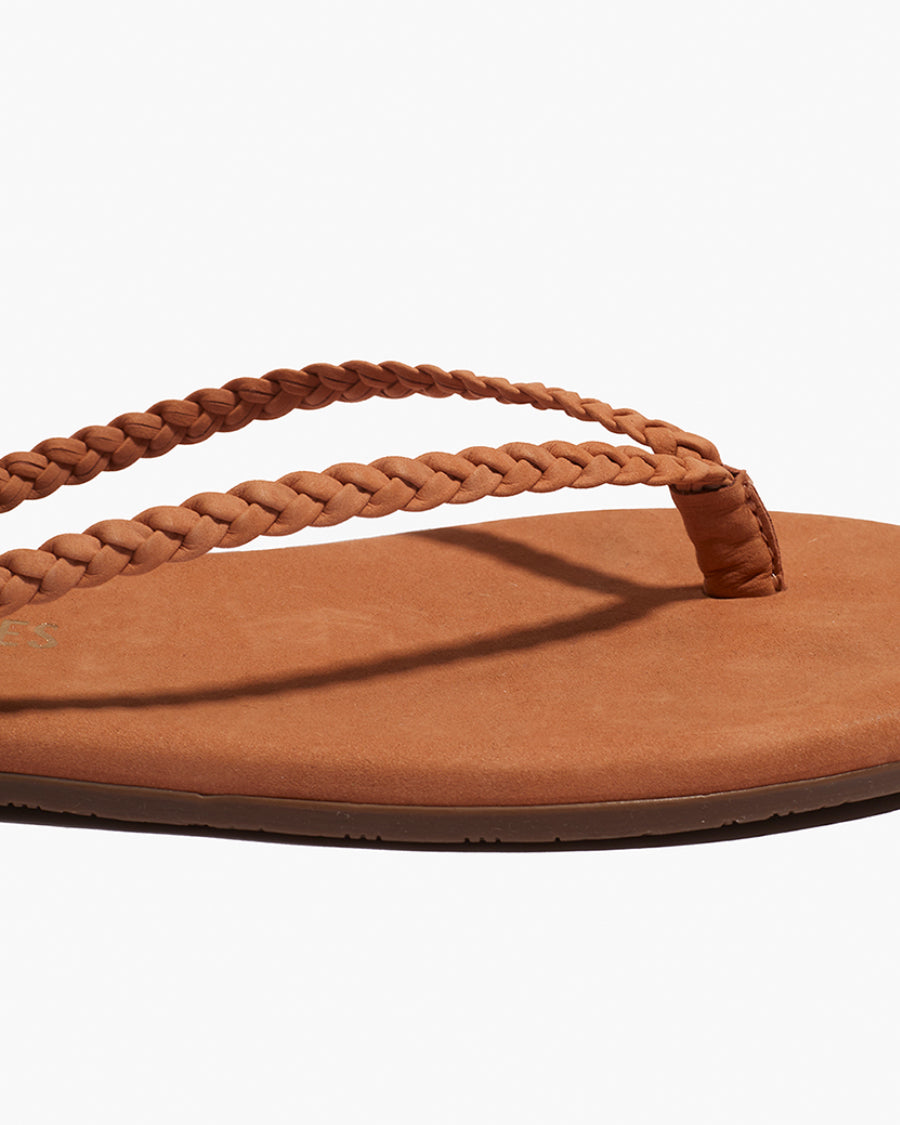 Lily Braid Leather Flip Flops in Pout | TKEES Featured
