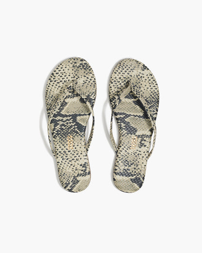 Lily Vegan Animal Leather Flip Flops in Sand Snake | TKEES Premium