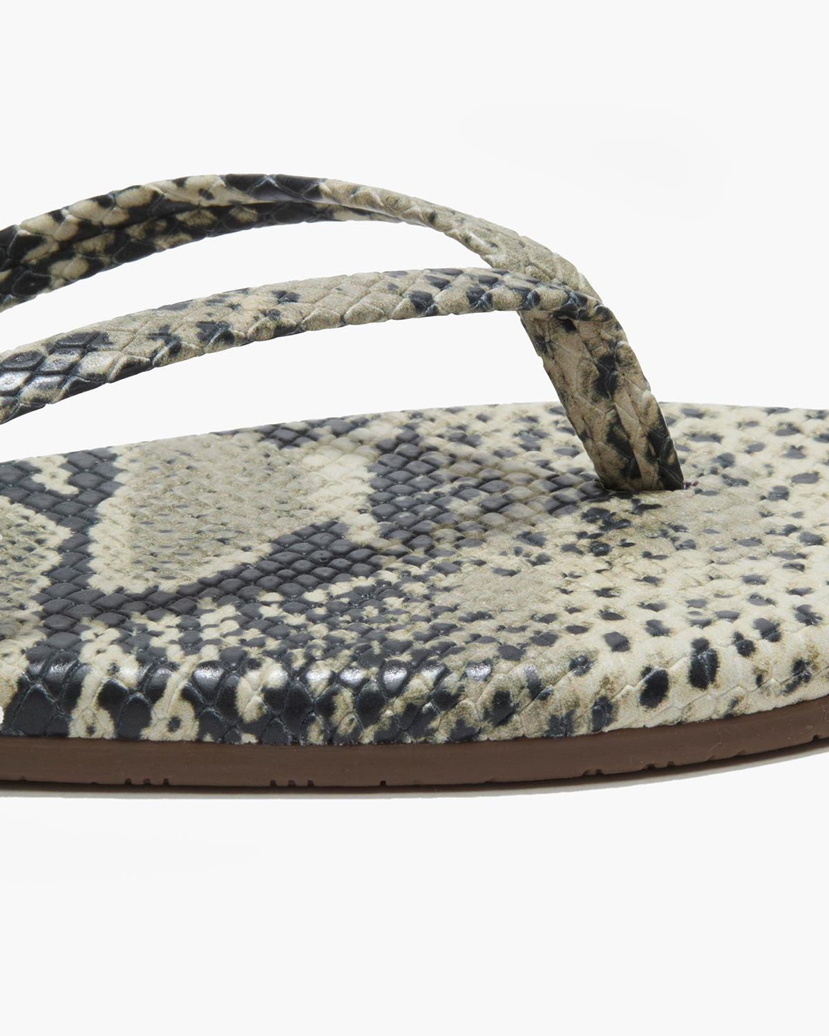 Lily Vegan Animal Leather Flip Flops in Sand Snake | TKEES Premium