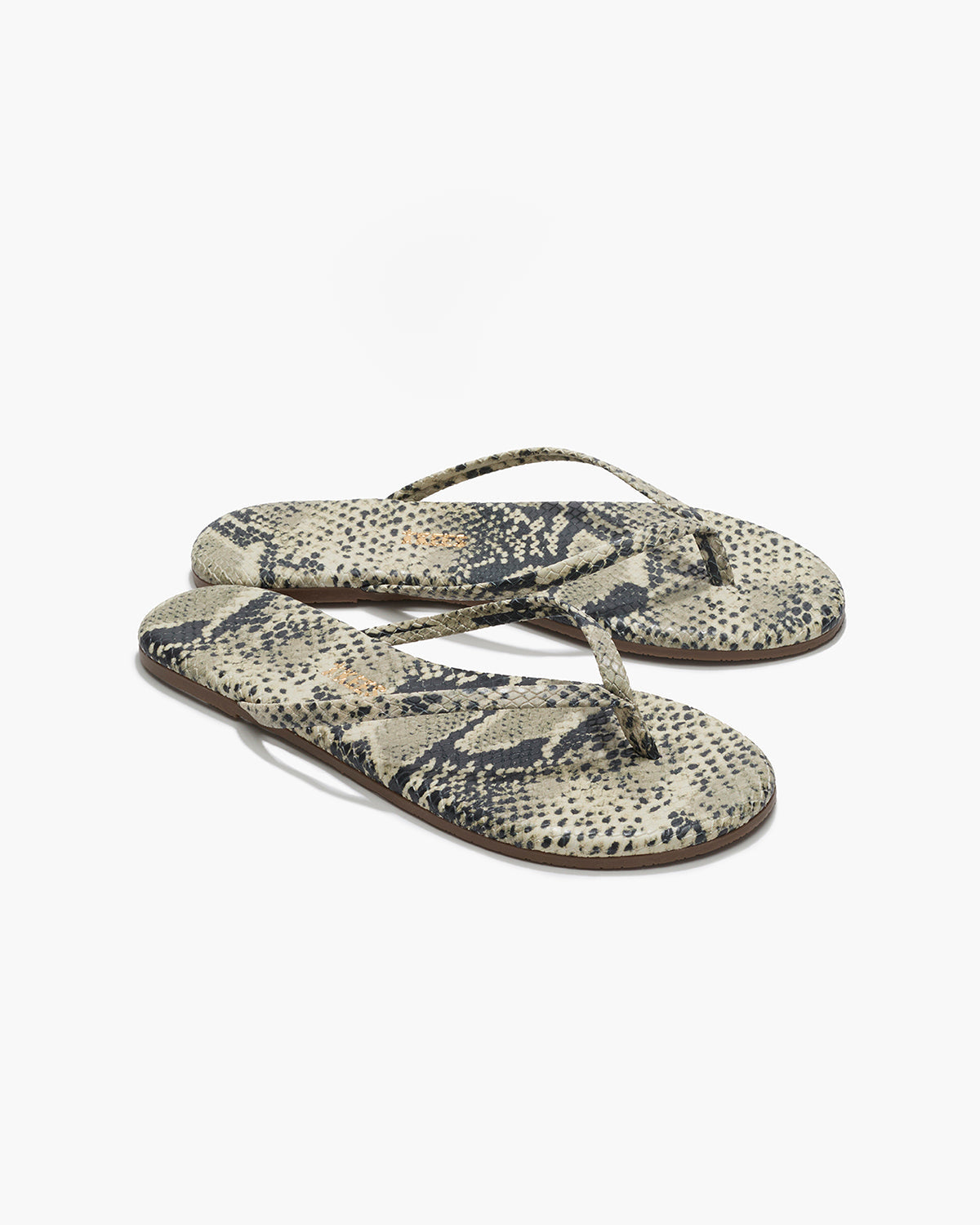 Lily Vegan Animal Leather Flip Flops in Sand Snake | TKEES Premium