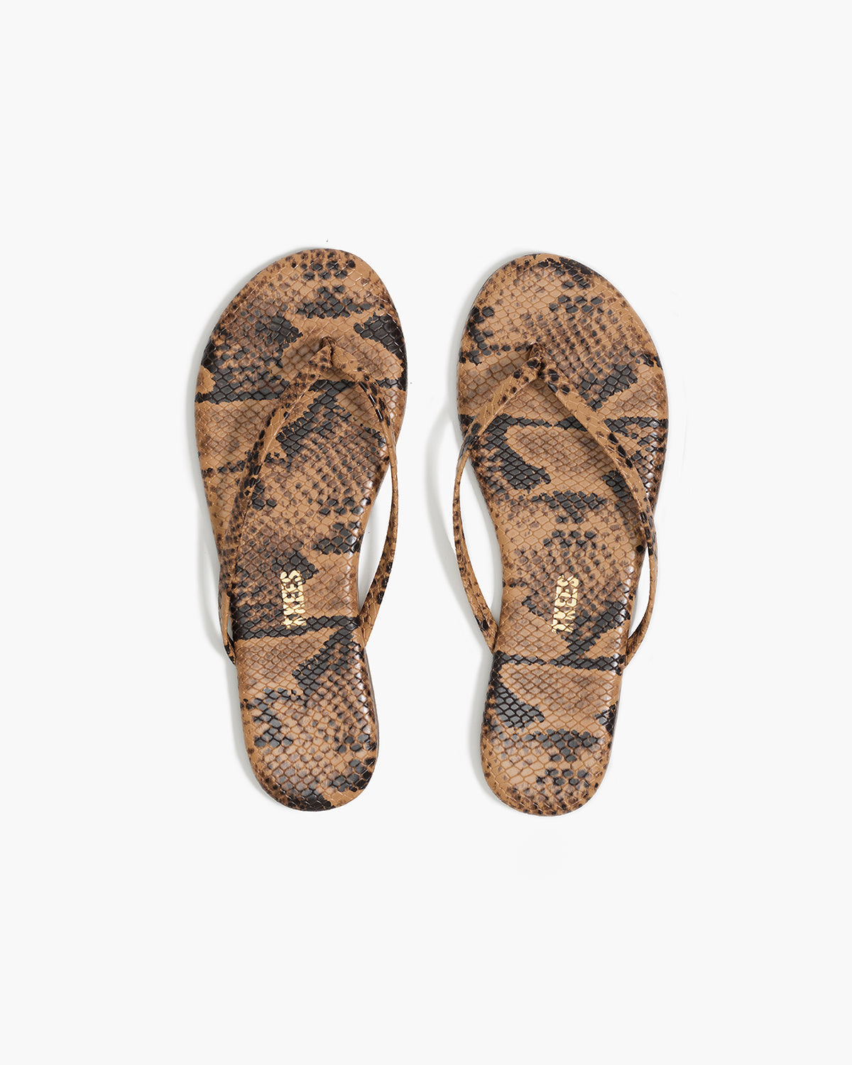 Lily Vegan Animal Leather Flip Flops in Coco Snake | TKEES Top Pick