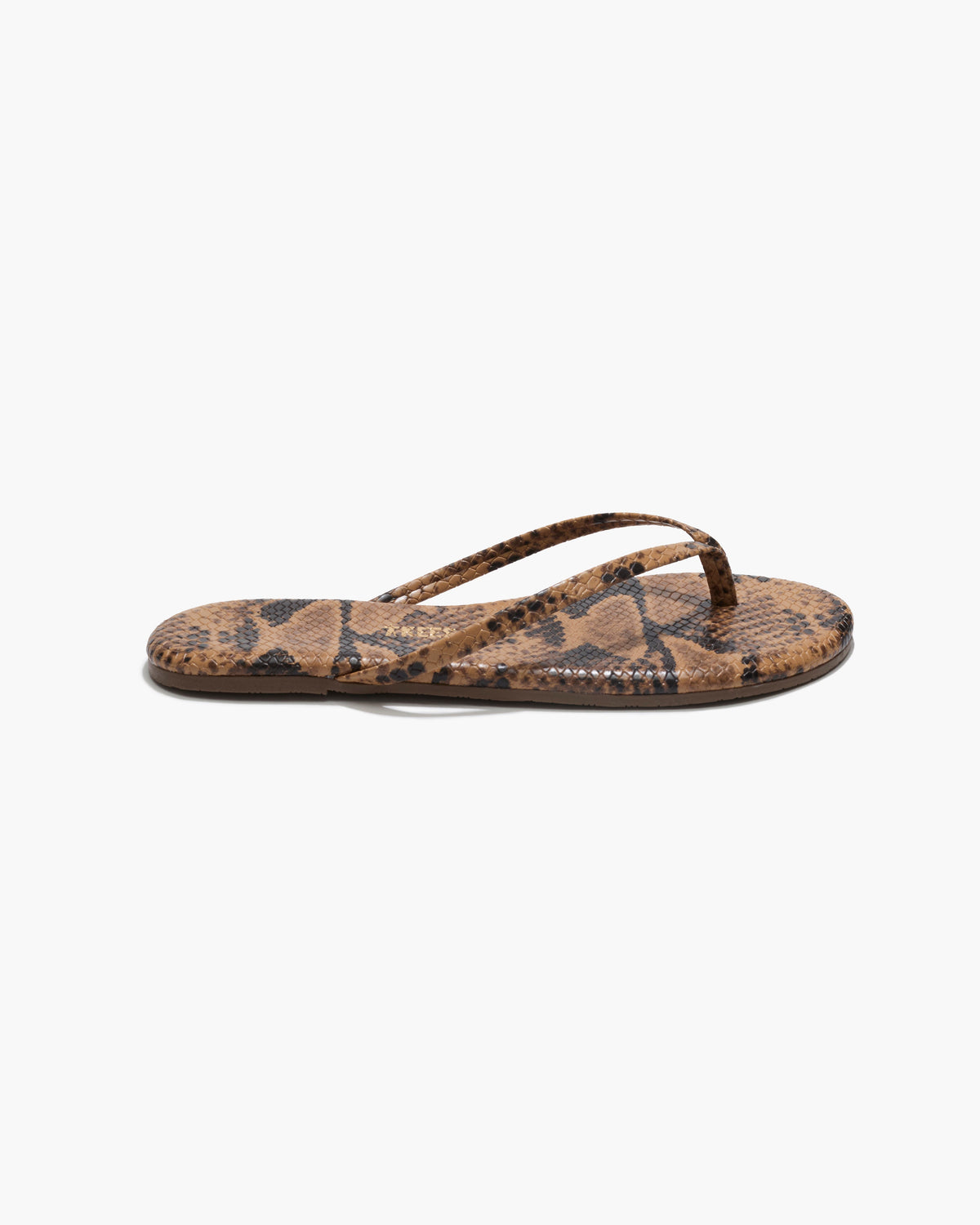 Lily Vegan Animal Leather Flip Flops in Coco Snake | TKEES Top Pick