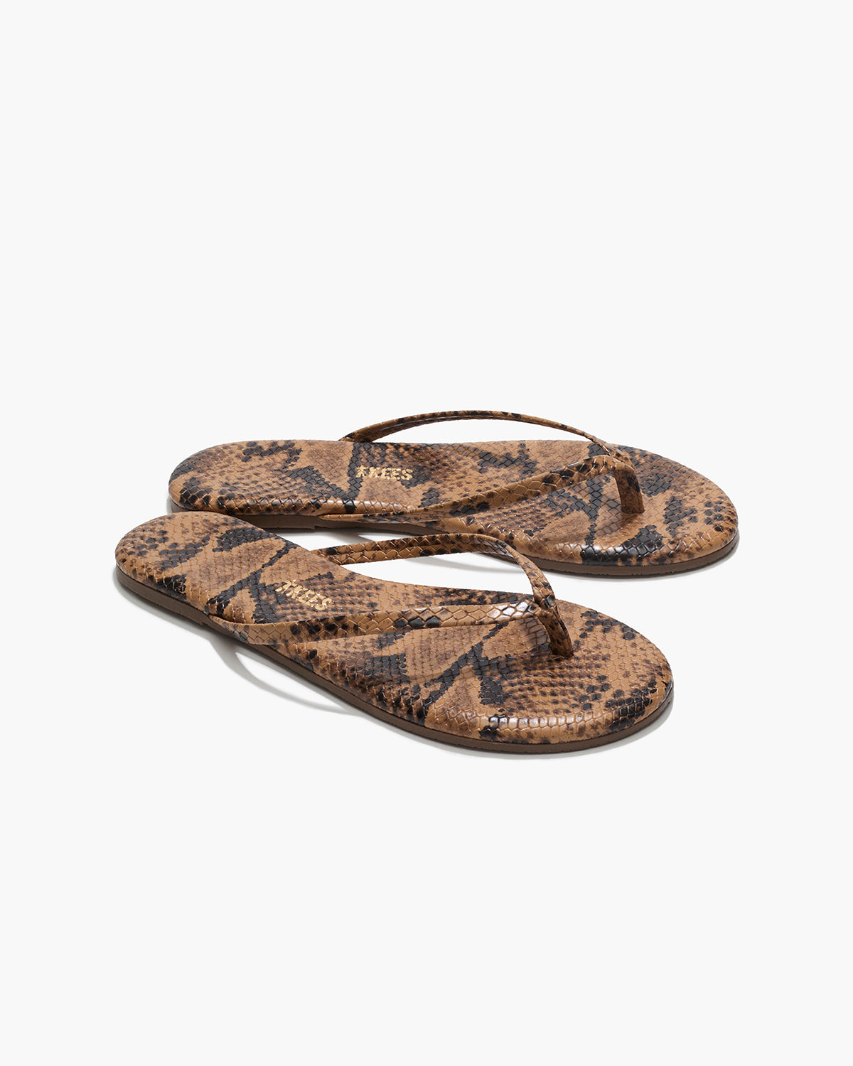 Lily Vegan Animal Leather Flip Flops in Coco Snake | TKEES Top Pick