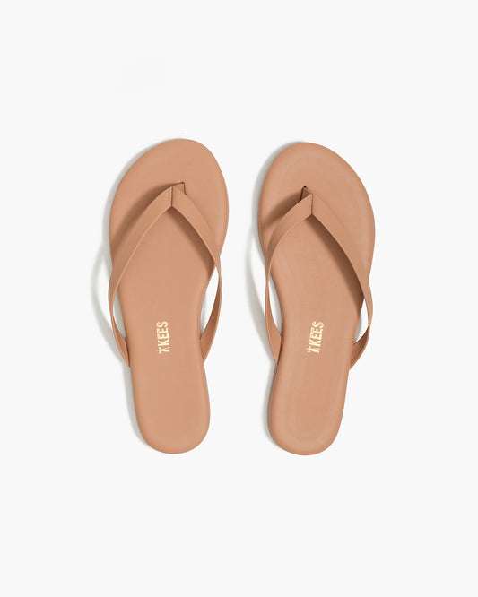 Boyfriend Leather Flip Flops in Pout | TKEES Quality