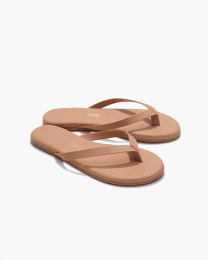 Boyfriend Leather Flip Flops in Pout | TKEES Quality