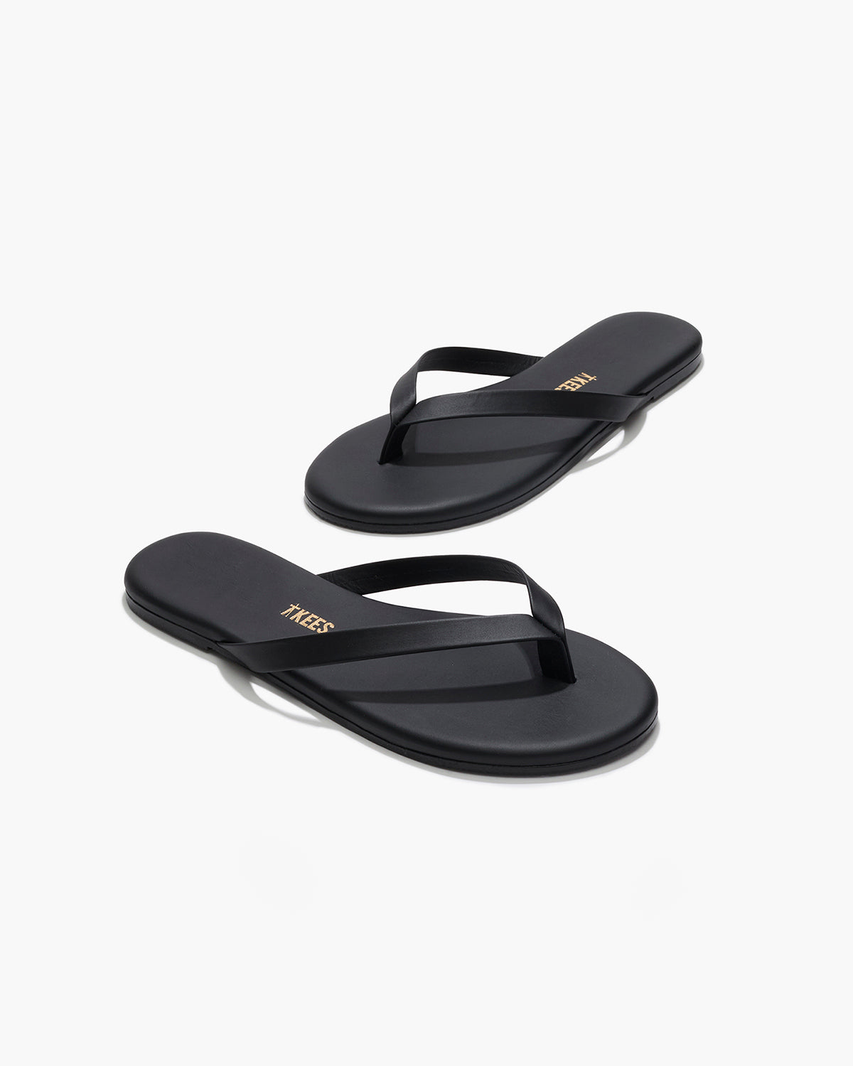 Boyfriend Leather Flip Flops in Black | TKEES Great Value