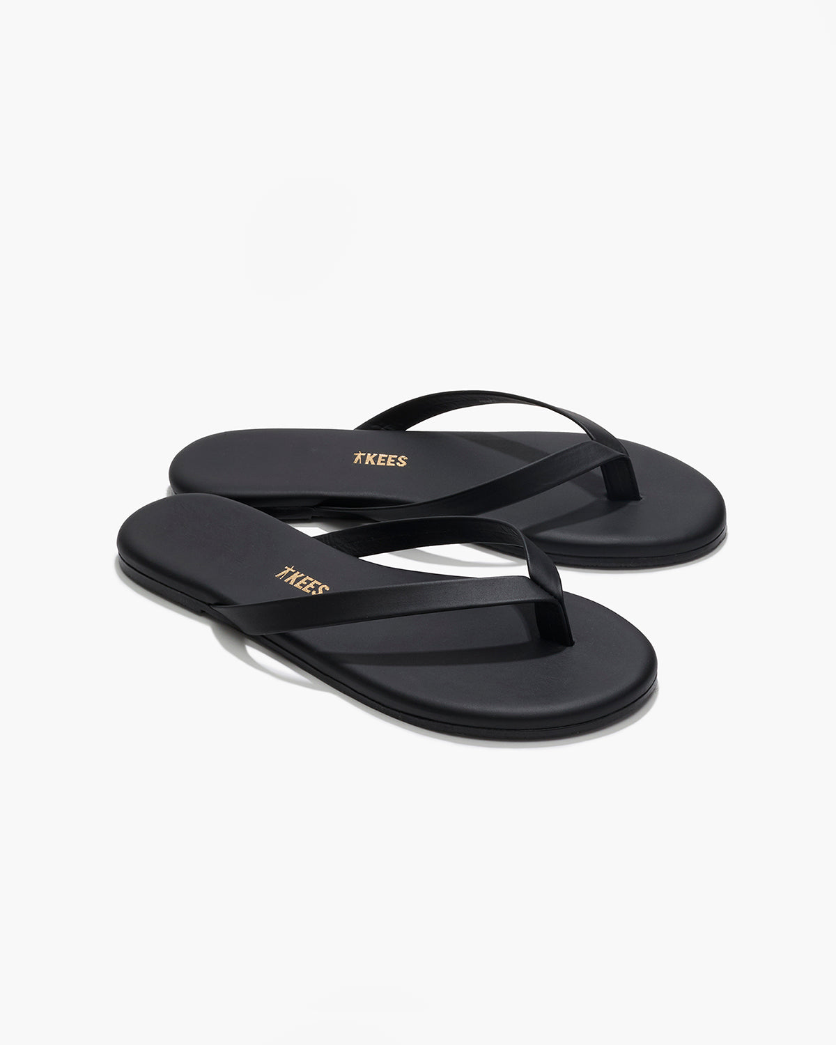 Boyfriend Leather Flip Flops in Black | TKEES Great Value