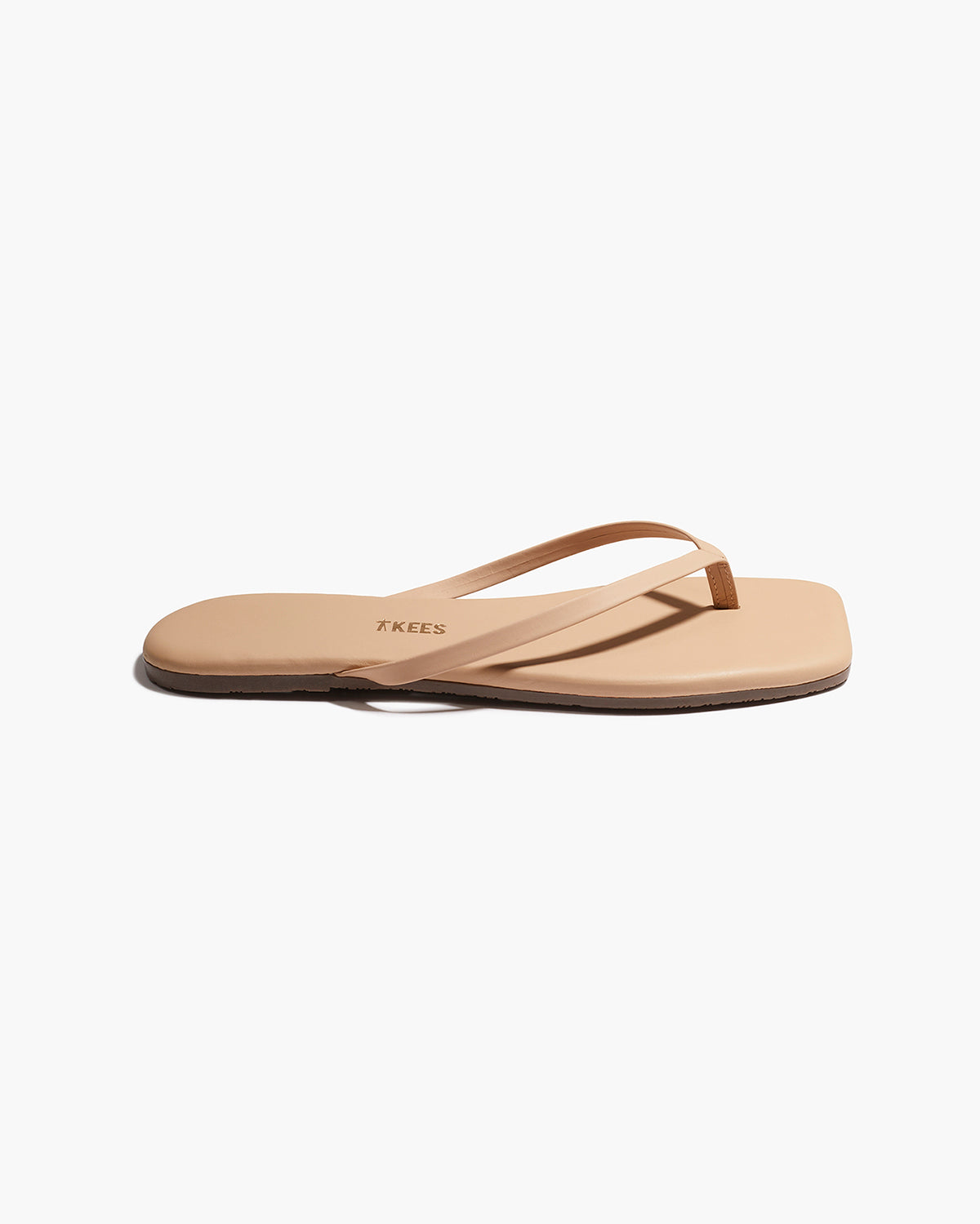 Square Toe Lily Leather Flip Flops in Sunkissed | TKEES Premium