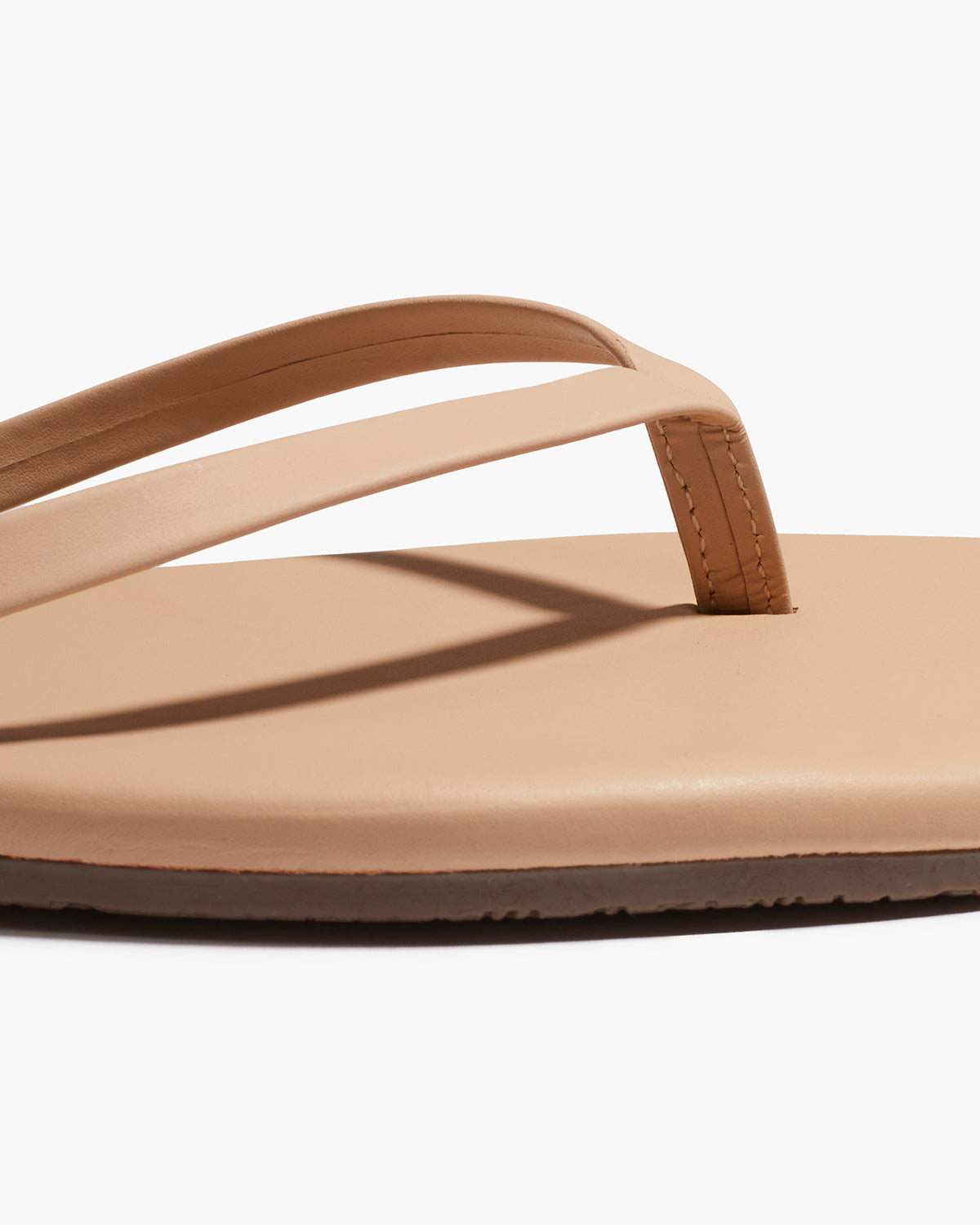 Square Toe Lily Leather Flip Flops in Sunkissed | TKEES Premium
