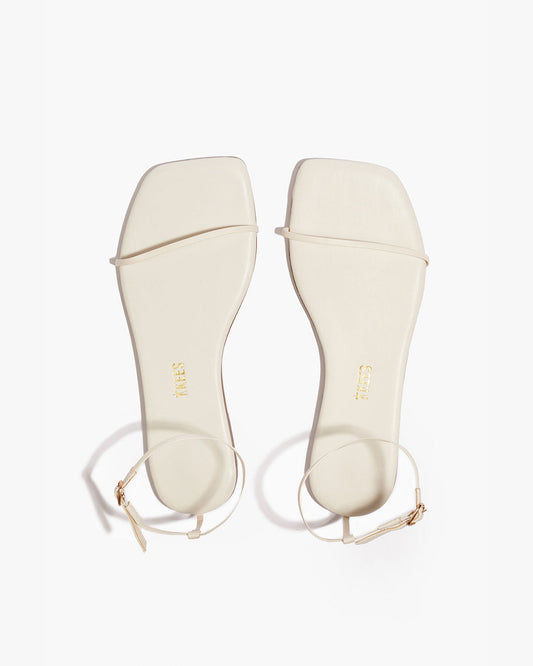 Square Toe Twiggy Leather Sandals in Cream | TKEES Quality