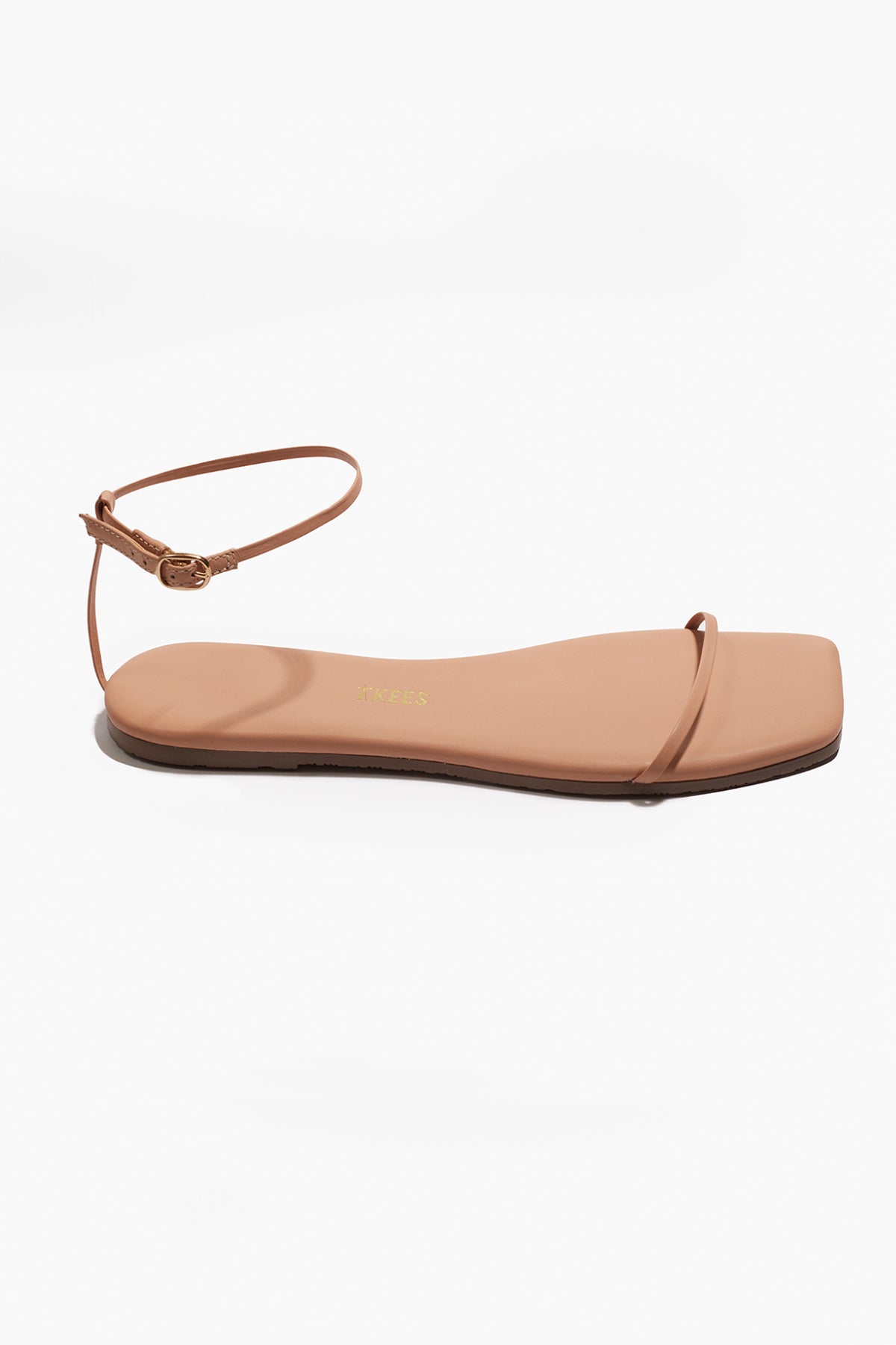 Square Toe Twiggy Leather Sandals in Nude Beach | TKEES Classic