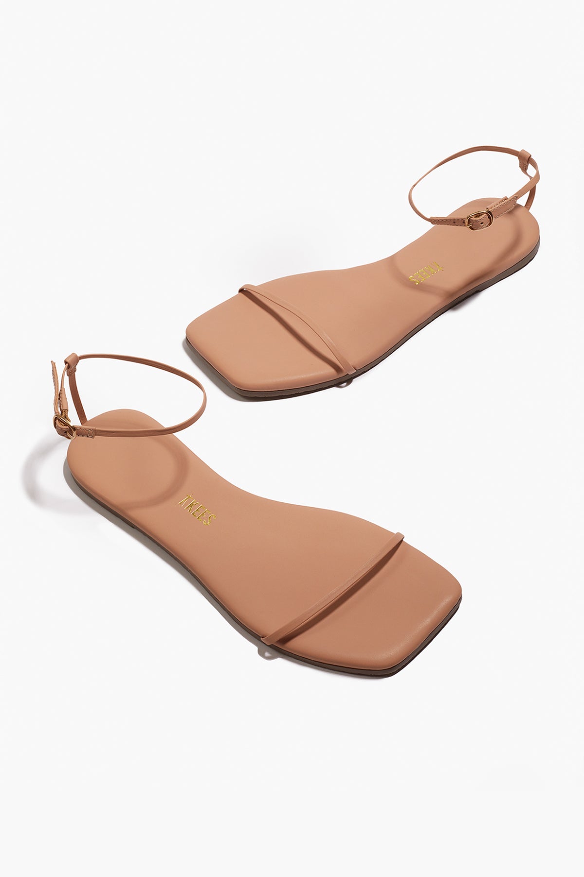 Square Toe Twiggy Leather Sandals in Nude Beach | TKEES Classic