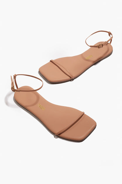 Square Toe Twiggy Leather Sandals in Nude Beach | TKEES Classic