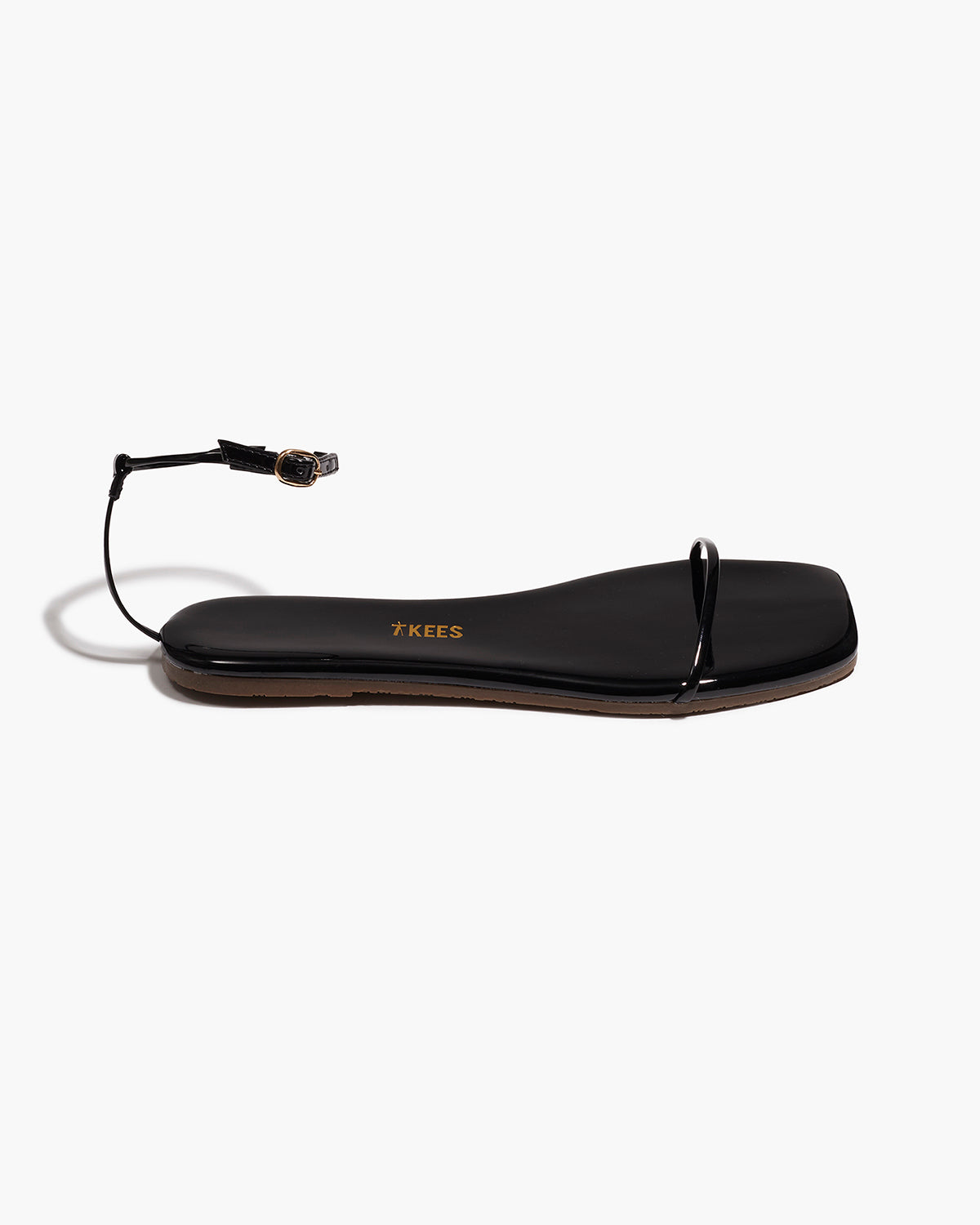 Square Toe Twiggy Leather Sandals in Licorice | TKEES Recommended