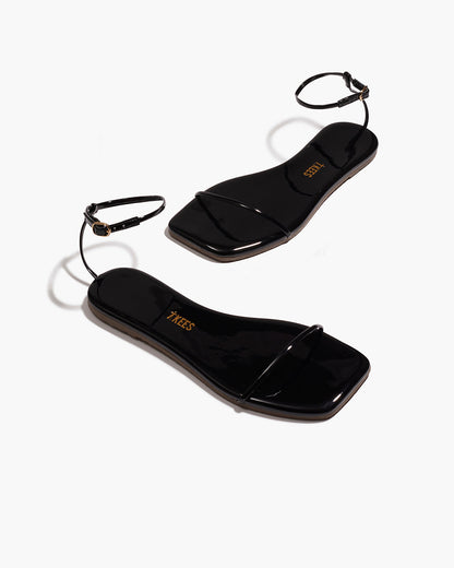 Square Toe Twiggy Leather Sandals in Licorice | TKEES Recommended