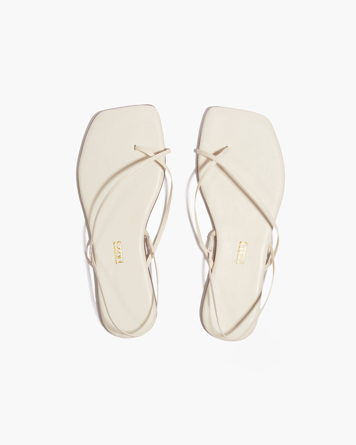 Square Toe Millie Leather Sandals in Cream | TKEES Classic