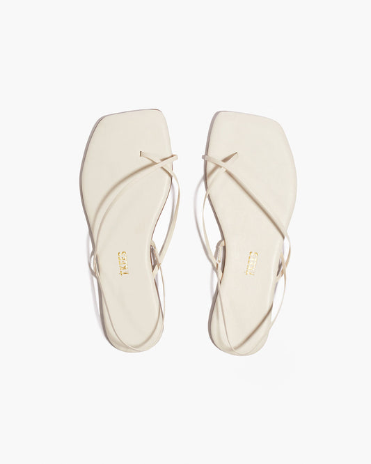 Square Toe Millie Leather Sandals in Cream | TKEES Classic