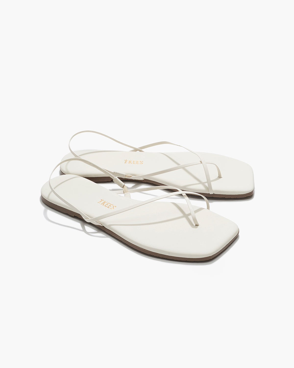 Square Toe Millie Leather Sandals in Cream | TKEES Classic
