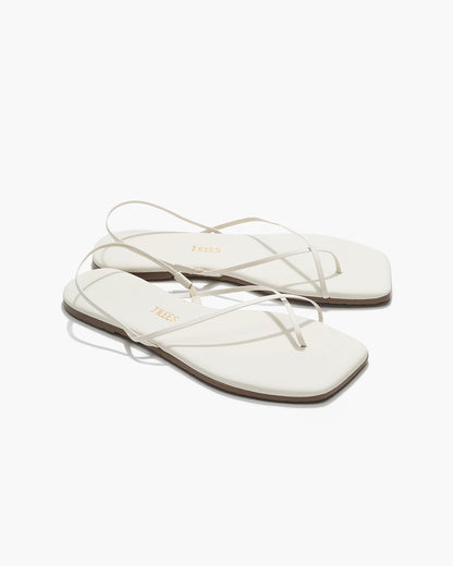 Square Toe Millie Leather Sandals in Cream | TKEES Classic