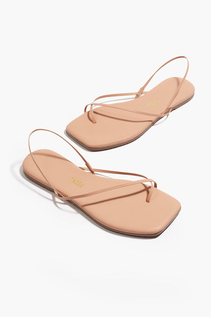 Square Toe Millie Leather Sandals in Nude Beach | TKEES Sale
