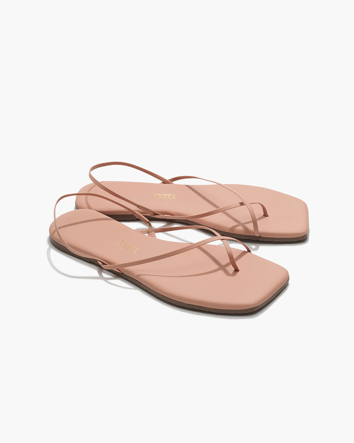 Square Toe Millie Leather Sandals in Nude Beach | TKEES Sale