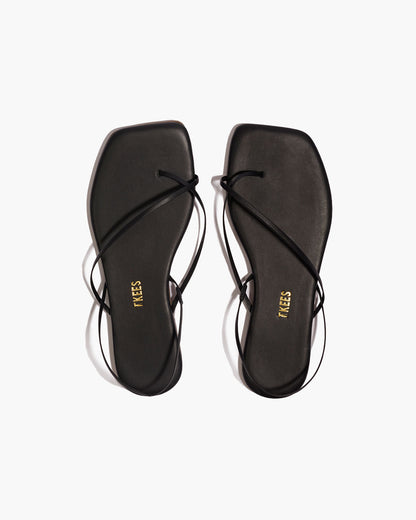 Square Toe Millie Leather Sandals in Sable | TKEES Latest