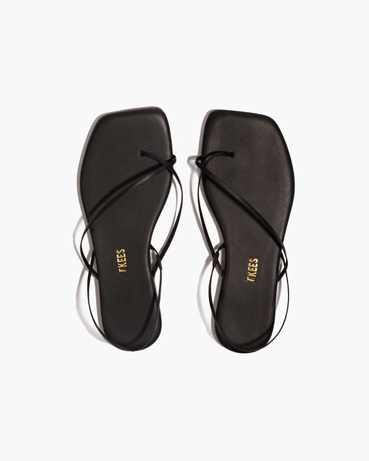 Square Toe Millie Leather Sandals in Sable | TKEES Latest