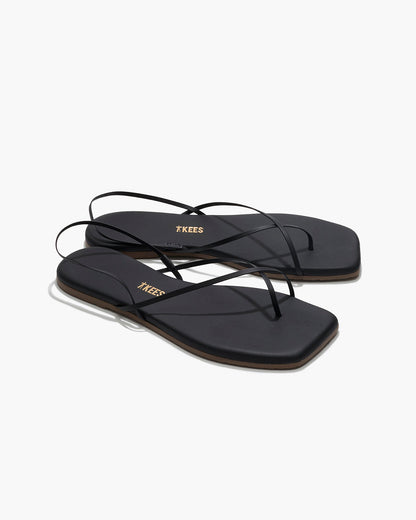Square Toe Millie Leather Sandals in Sable | TKEES Latest