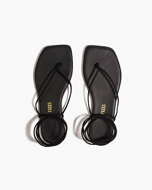 Square Toe Lilu Leather Sandals in Sable | TKEES Quality