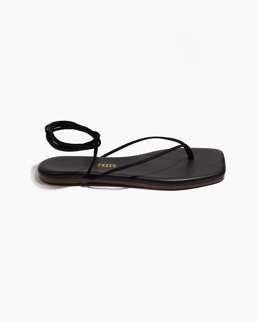 Square Toe Lilu Leather Sandals in Sable | TKEES Quality