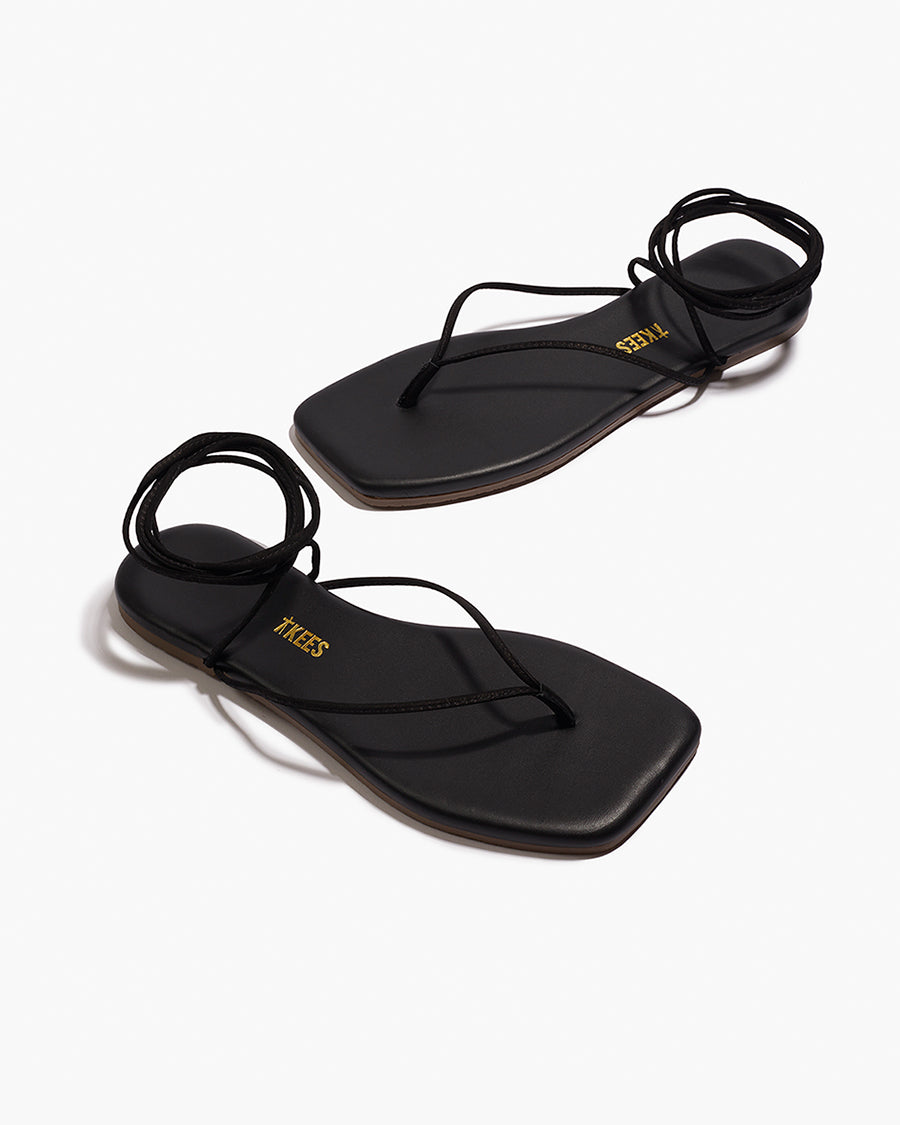 Square Toe Lilu Leather Sandals in Sable | TKEES Quality