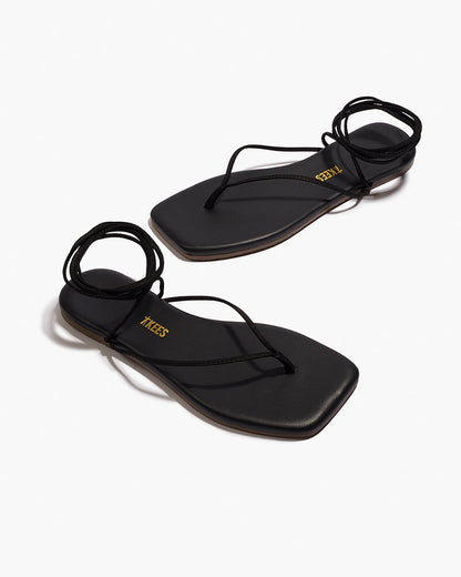 Square Toe Lilu Leather Sandals in Sable | TKEES Quality
