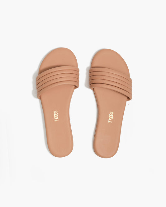 Serena Leather Slides in Pout | TKEES Popular