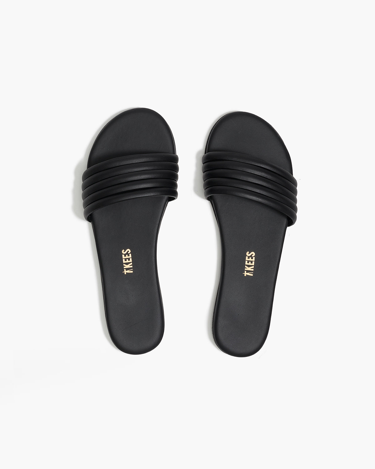 Serena Leather Slides in Black | TKEES Exclusive