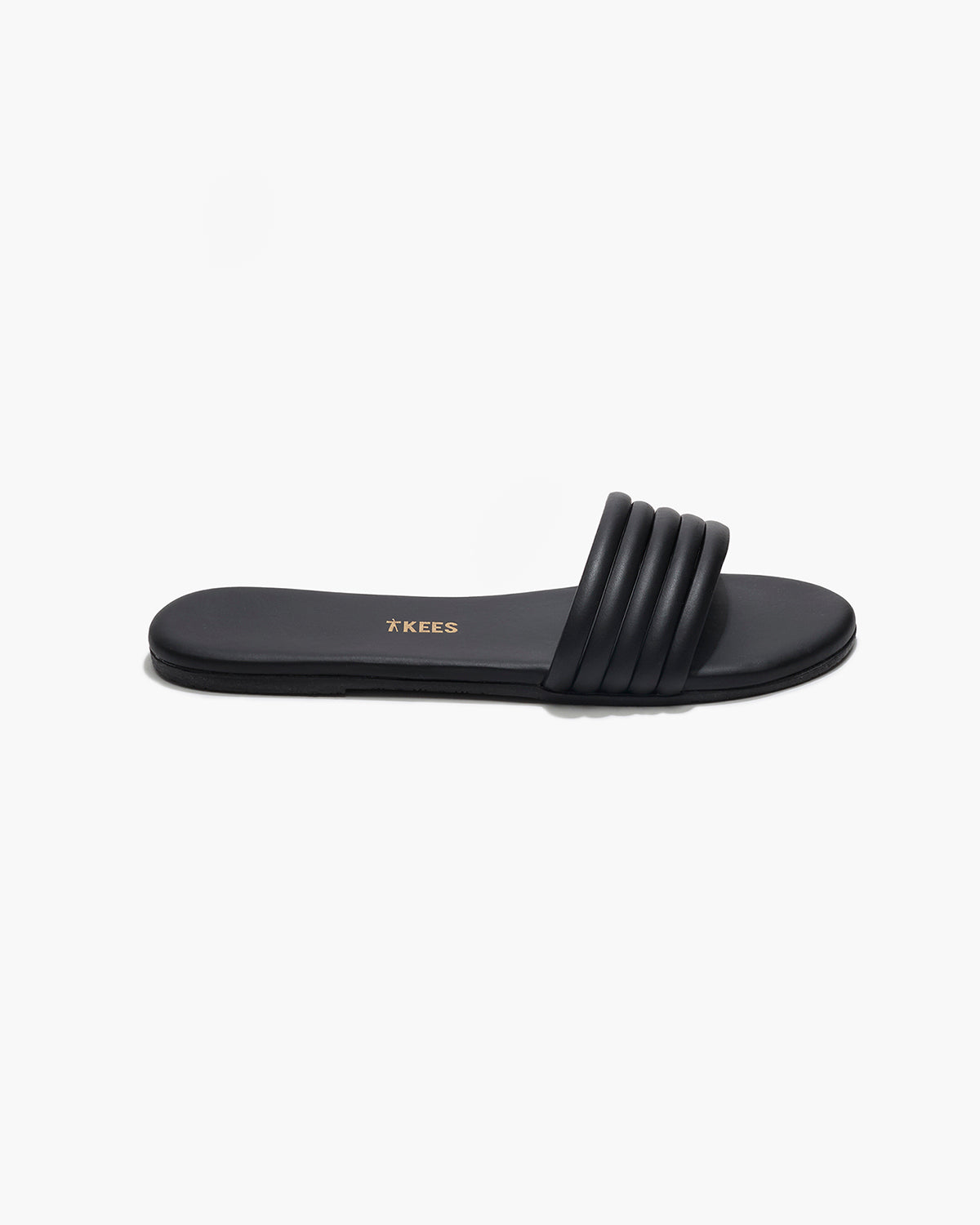 Serena Leather Slides in Black | TKEES Exclusive